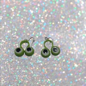 Handmade green googly eye earrings!